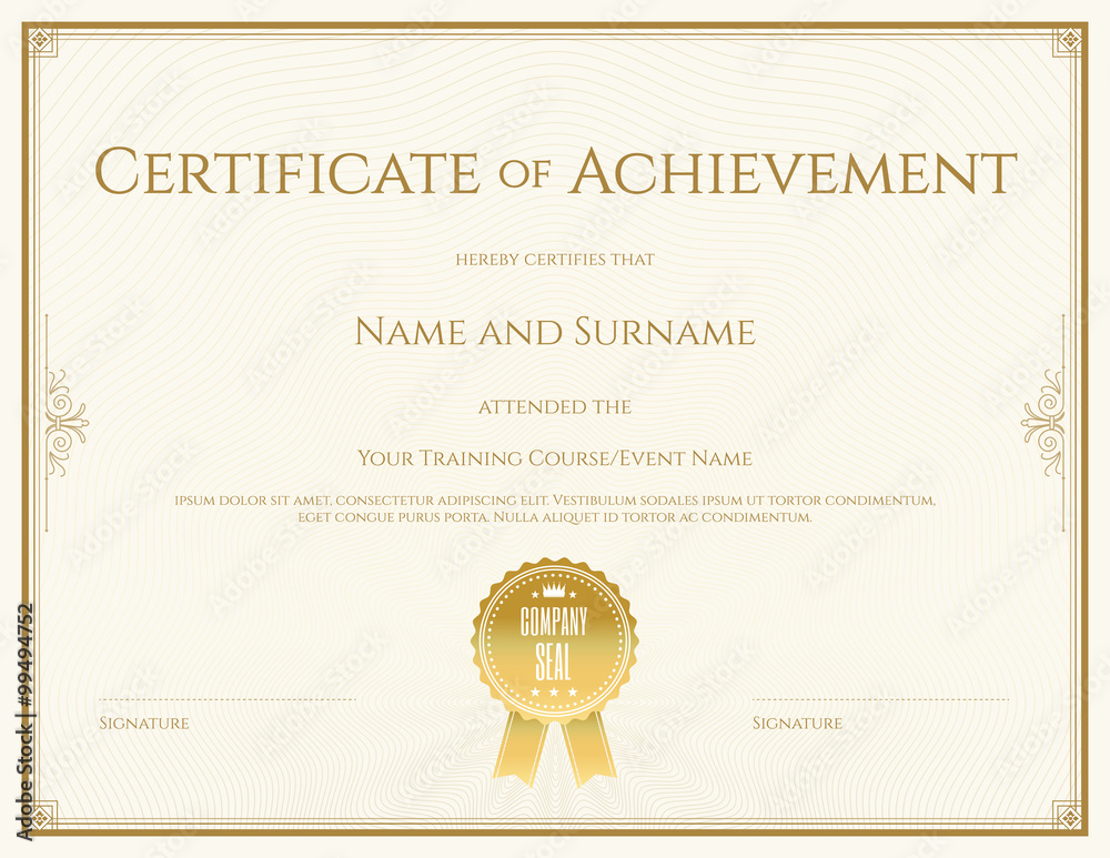 Certificate template in vector for achievement graduation completion - obrazy, fototapety, plakaty 