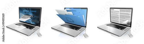 3 laptop on white background