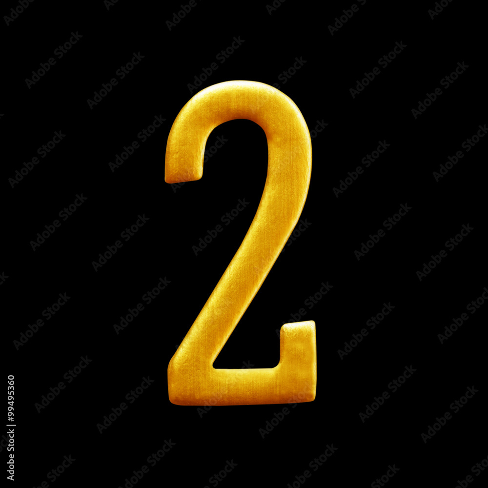 The number two Golden Arabic isolated on black background. The number two Golden Arabic isolated on black background.