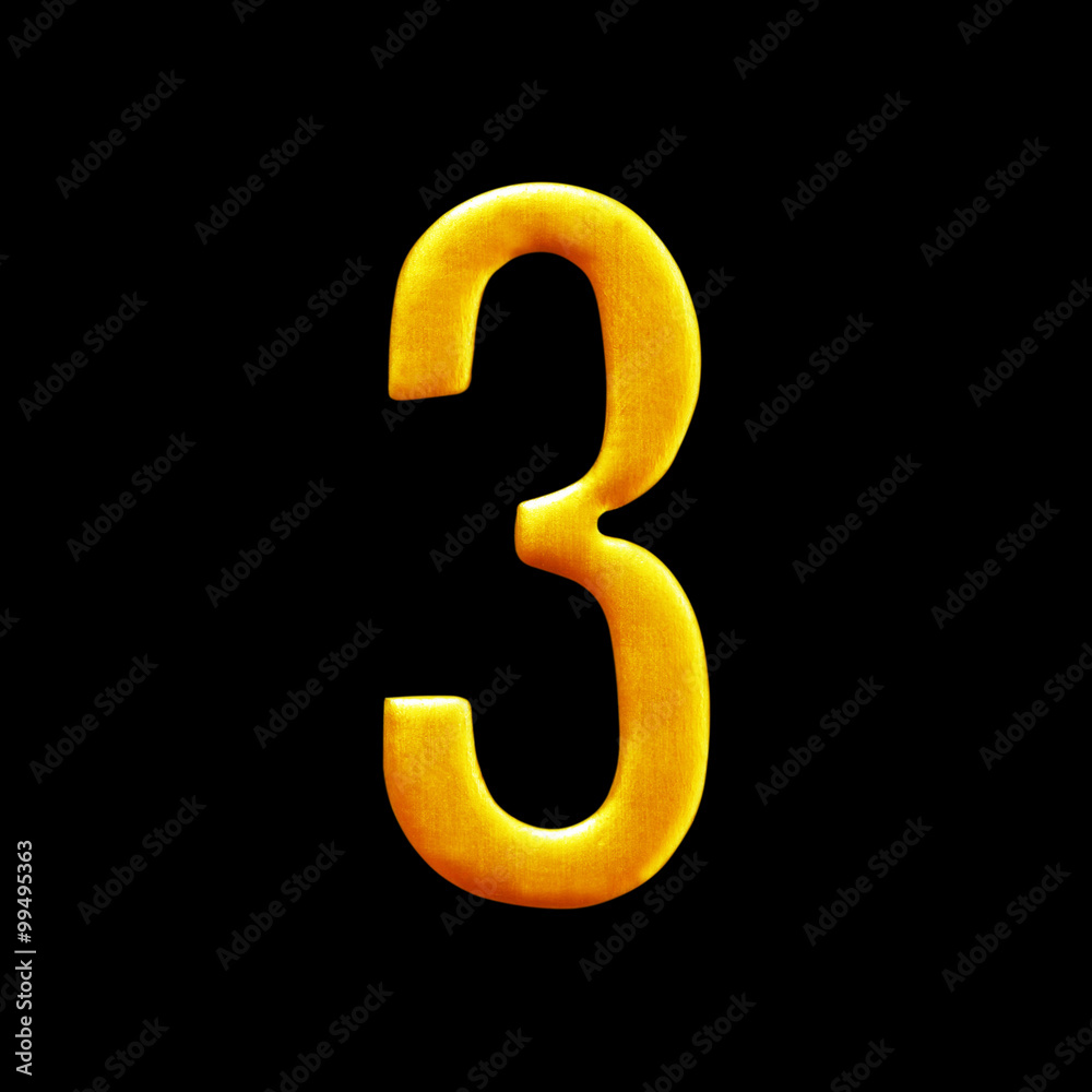 The number three golden arabic isolated on black background. The number three golden arabic isolated on black background.