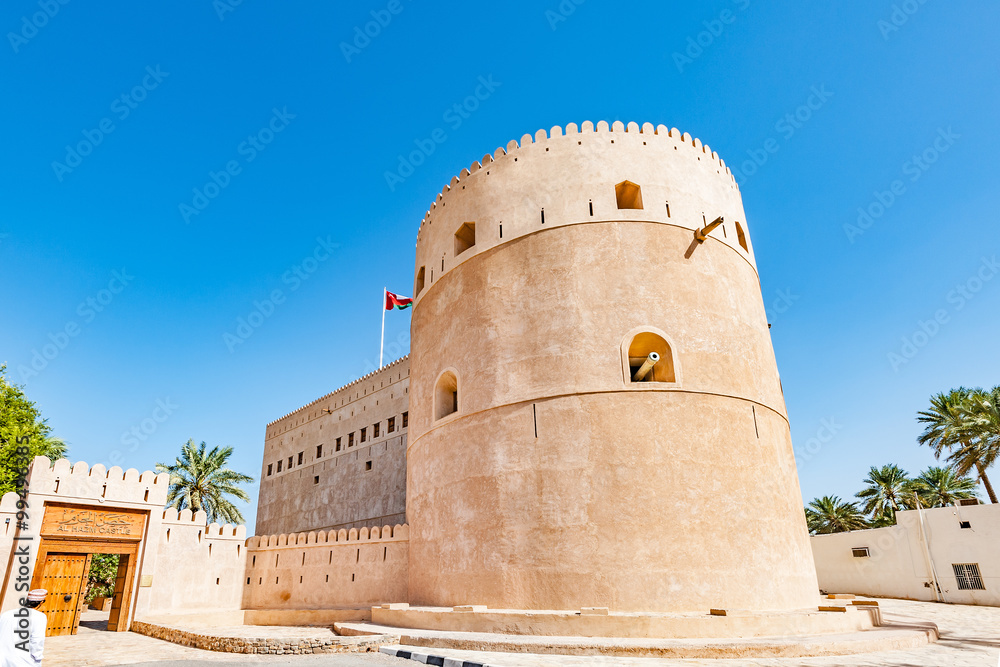 Al Hazm Castle in Rustaq, Oman. It is located about 175 km to the southwest of Muscat, the capital of Oman. Al Hazm Castle in Rustaq, Oman. It is located about 175 km to the southwest of Muscat, the capital of Oman.