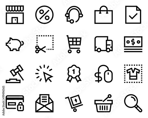 Commerce line icon set