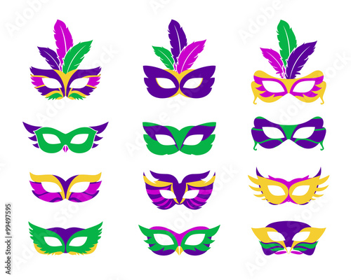Mardi gras mask, vector mardi gras masks isolated on white