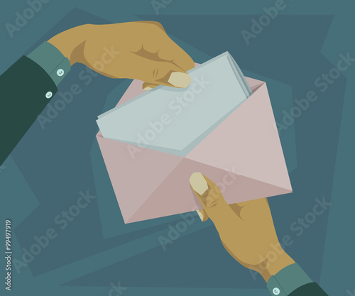 Hand insert a document to the envelope