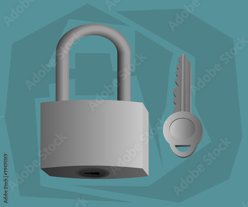A padlock and a key on the floor