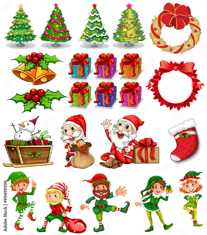 Christmas theme with Santa and ornaments