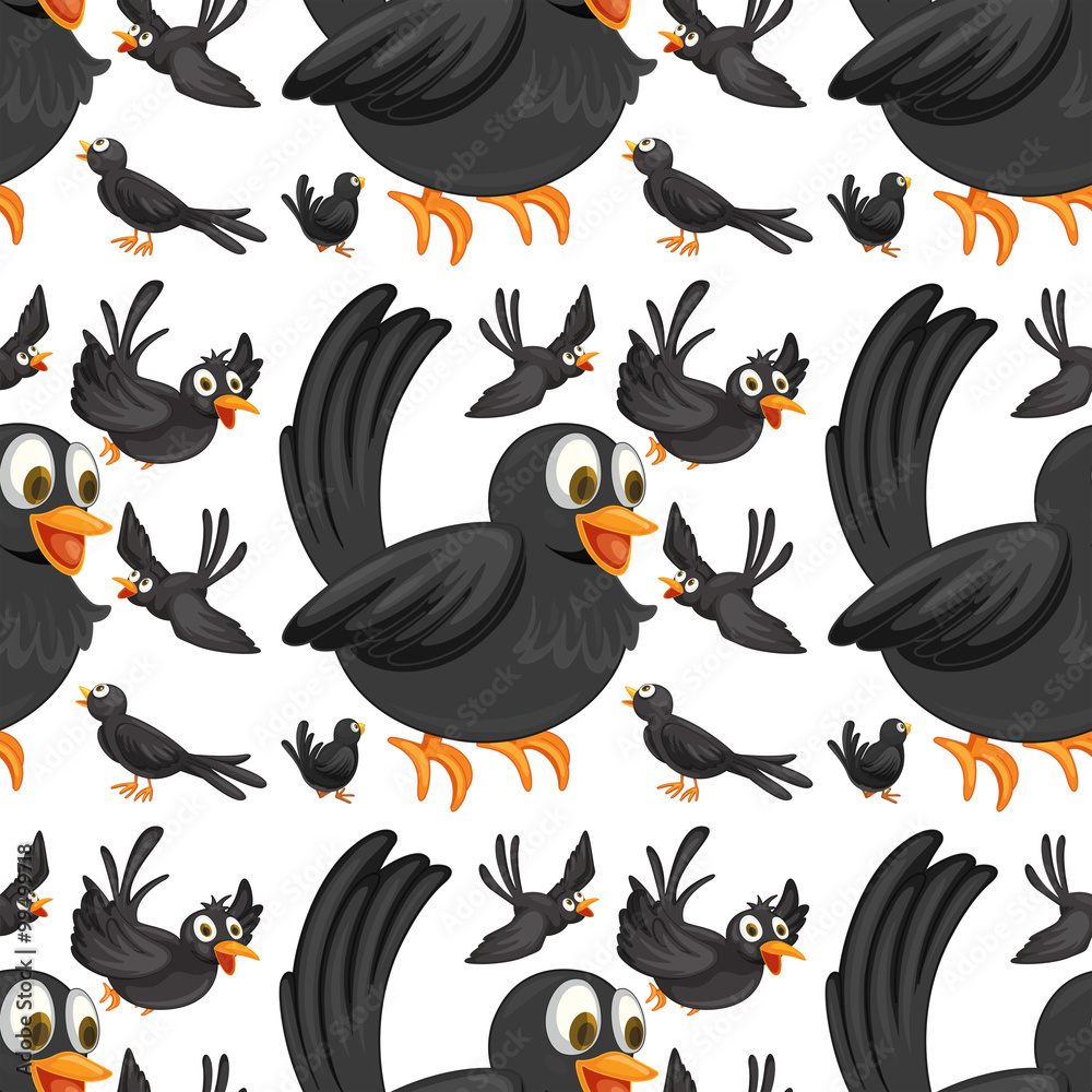 Seamless black birds flying Seamless black birds flying
