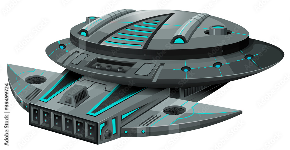 Black spaceship on white background