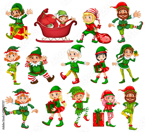 Christmas elf in different positions photo