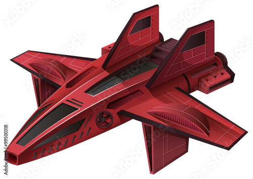 Red spaceship with wings