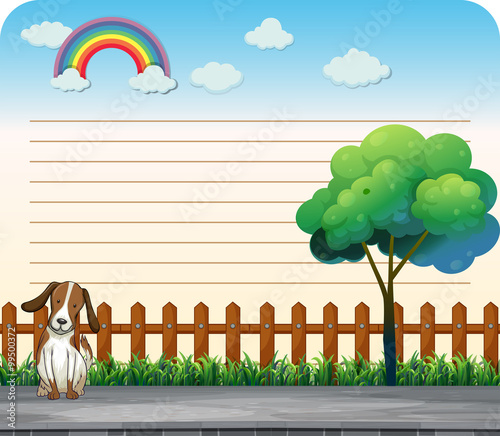 Line paper design with dog on the sidewalk