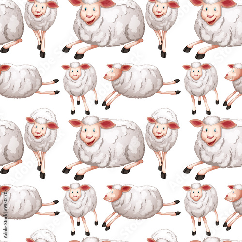 Seamless sheep with happy face