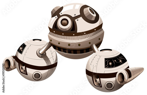 Round spaceship with engine