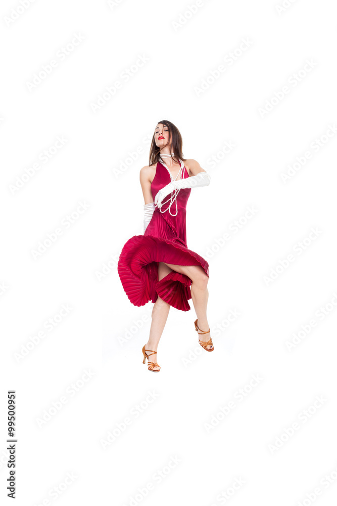 woman traditional dancer wearing red dress