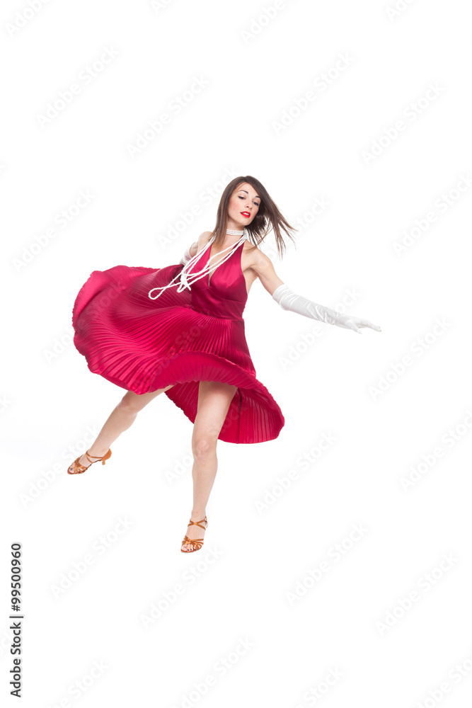 woman traditional dancer wearing red dress woman traditional dancer wearing red dress