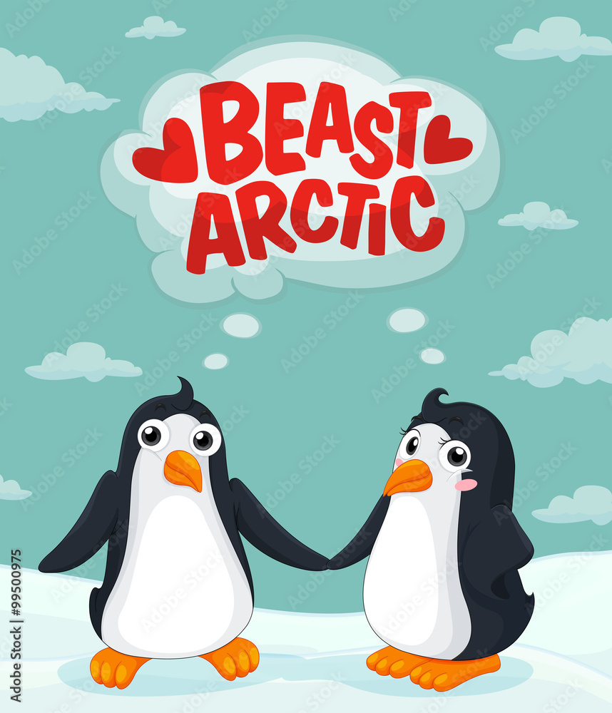 Obraz premium Penguins standing on iceberg