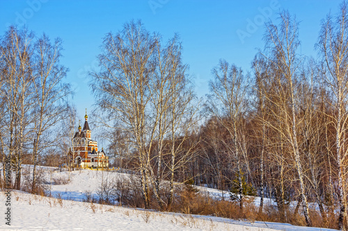 Siberian winter landscape with Church photo