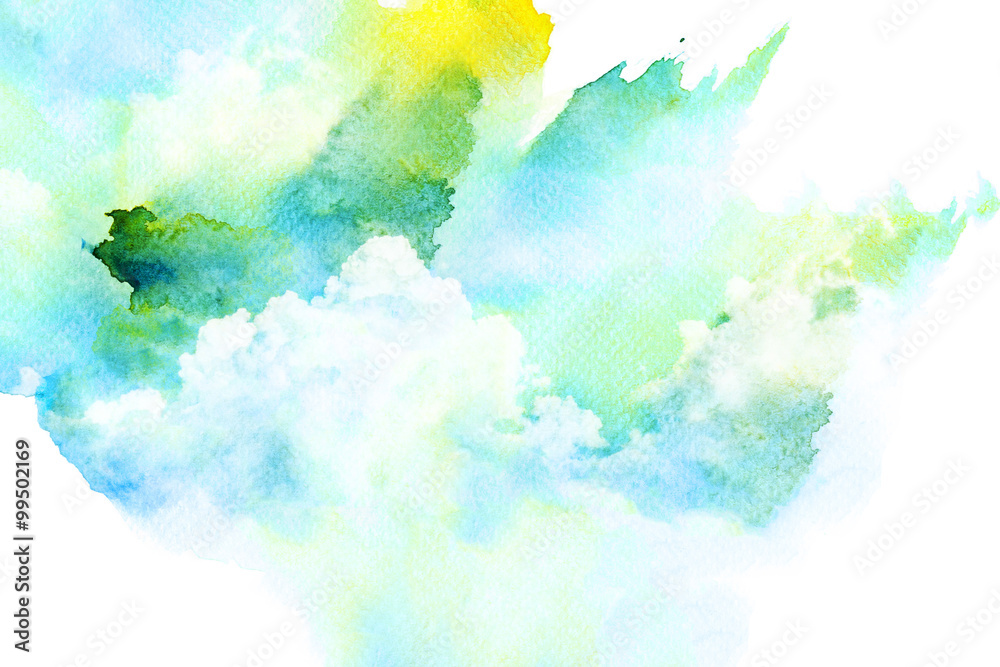 Watercolor illustration of cloud. - obrazy, fototapety, plakaty 