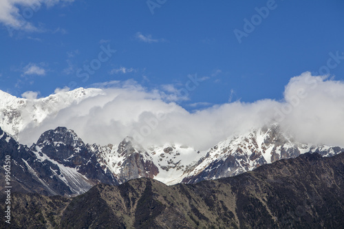 Blue sky and snow mountains in Tibet, China