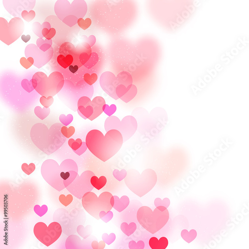 Abstract romantic background with flying hearts