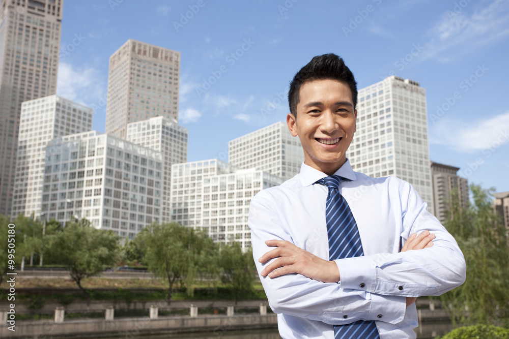 Confident Businessman Standing Outdoors