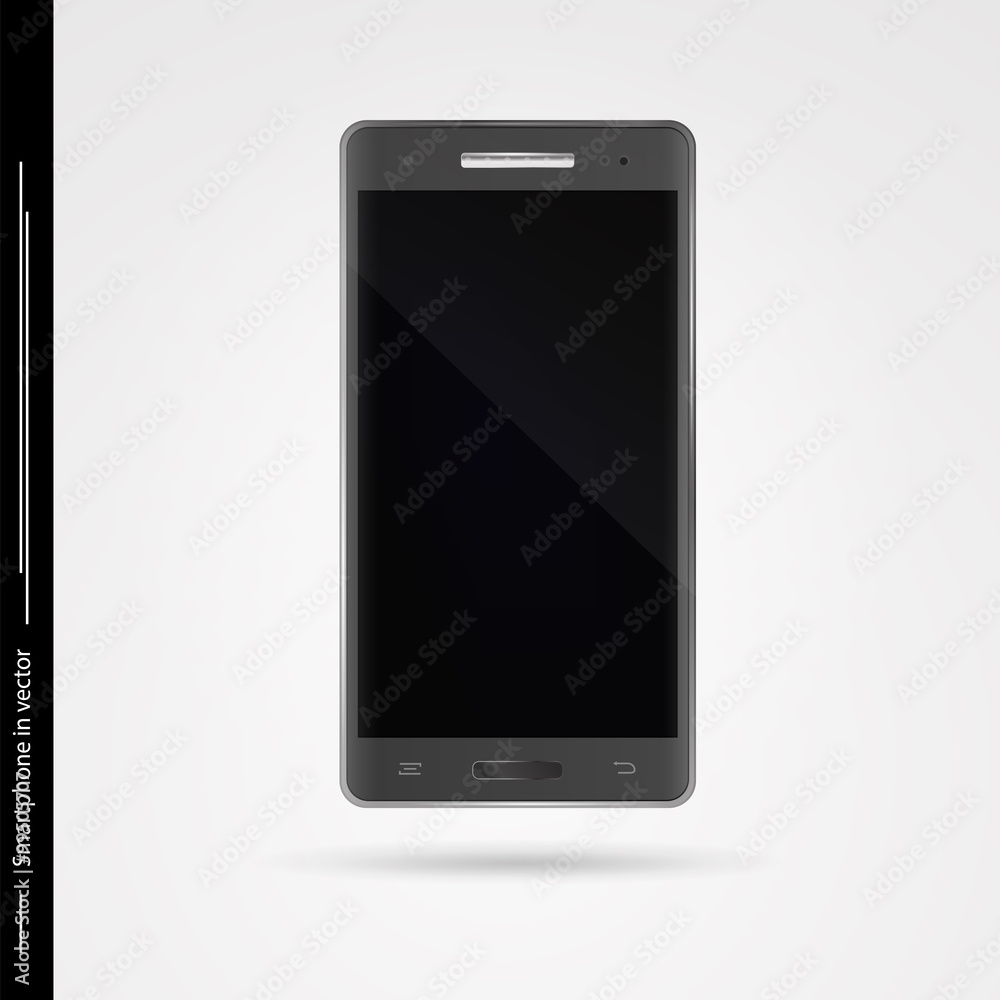 Modern dark grey smartphone with touch screen on white backgroun Modern dark grey smartphone with touch screen on white backgroun
