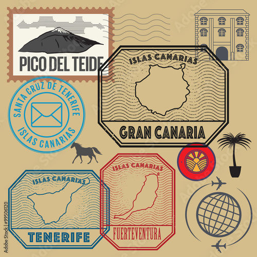 Travel stamps set, Canary Islands