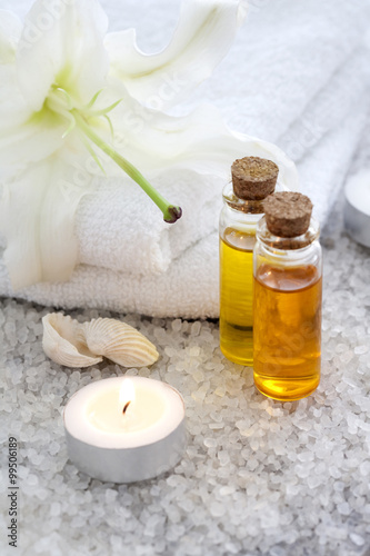 Aromatherapy oil and towels