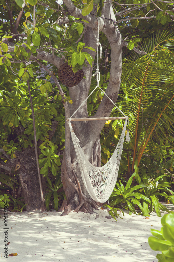 Hanging hammock in the Maldives Hanging hammock in the Maldives