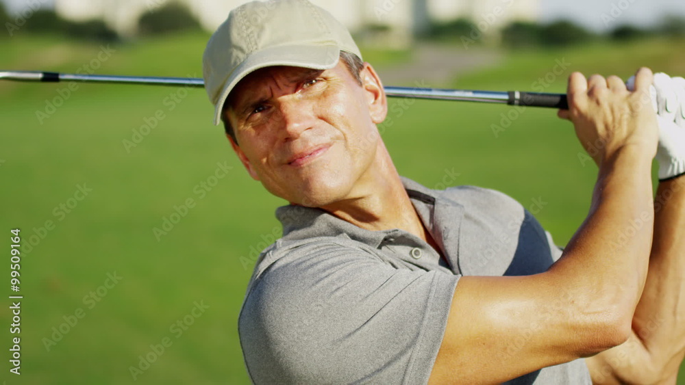 Caucasian Male Pro Golfer Play Course Golf Resort Global Success Target Business Caucasian Male Pro Golfer Play Course Golf Resort Global Success Target Business