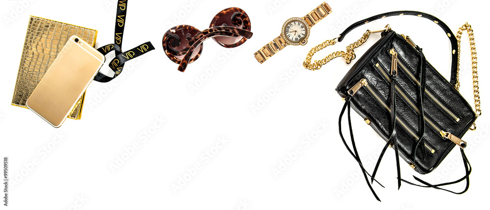 Fashion banner business lady accessories. Online shop desktop - obrazy, fototapety, plakaty 