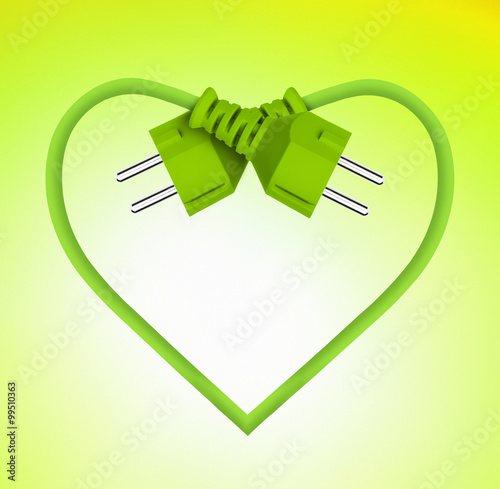 Grünes Stromkabelherz