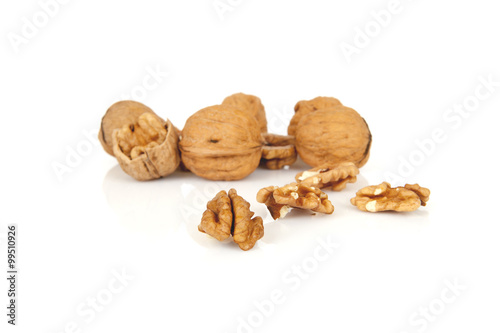 walnuts on a white background