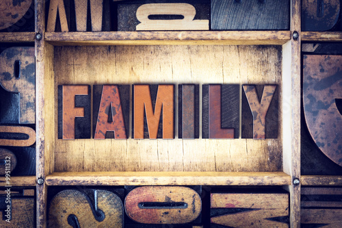 Tableau sur toile Family Concept Letterpress Type