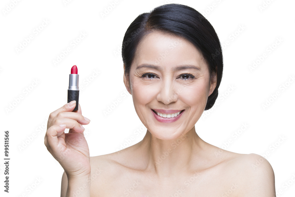 Beautiful mature woman with lipstick Beautiful mature woman with lipstick
