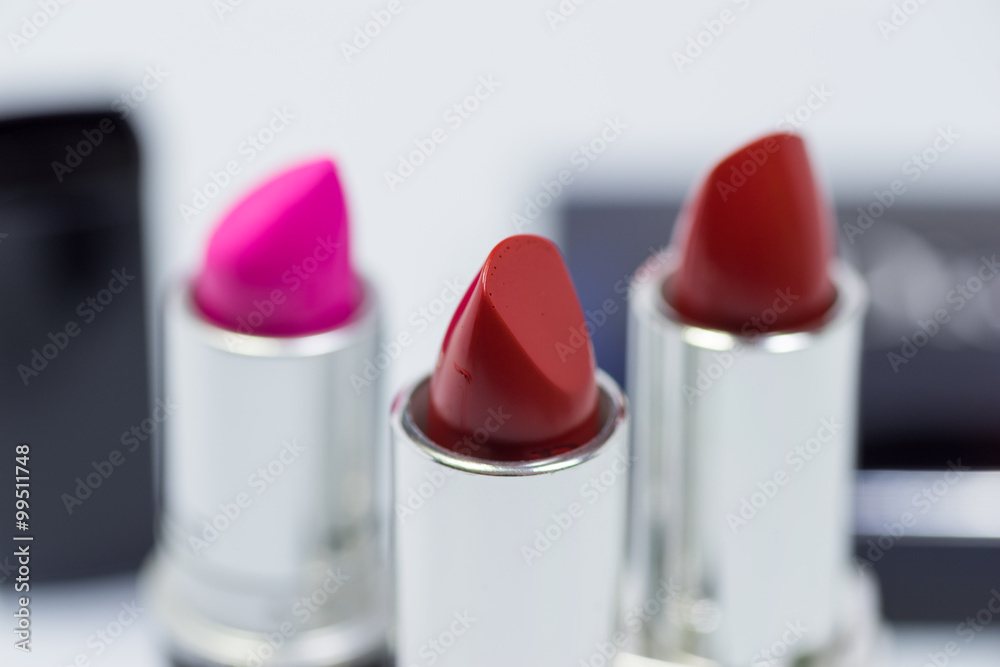 Image of makeup, with closeup of lipstick Image of makeup, with closeup of lipstick
