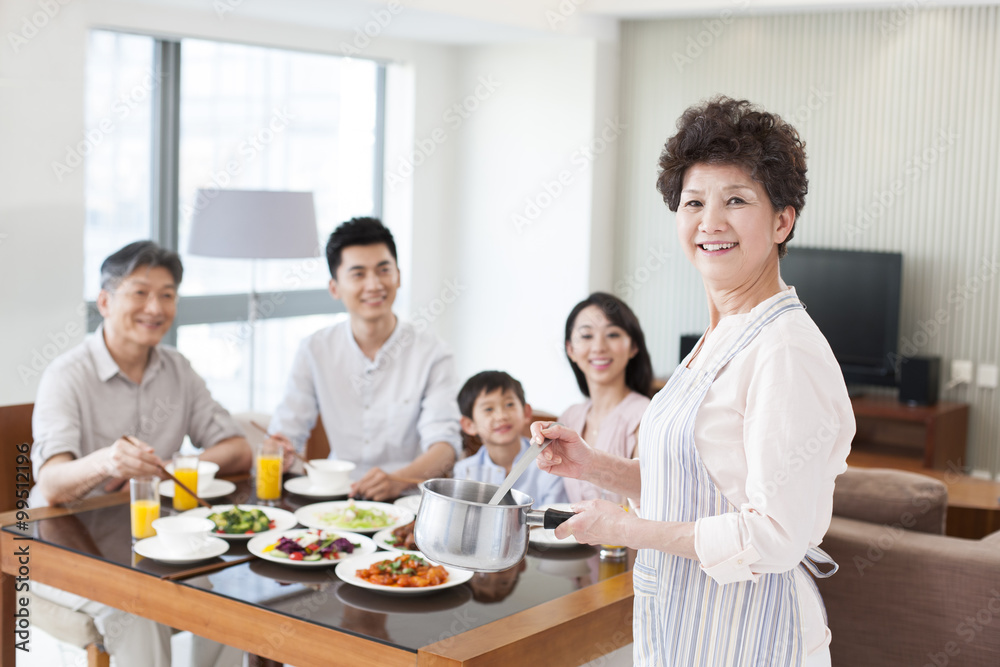 Happy family having lunch