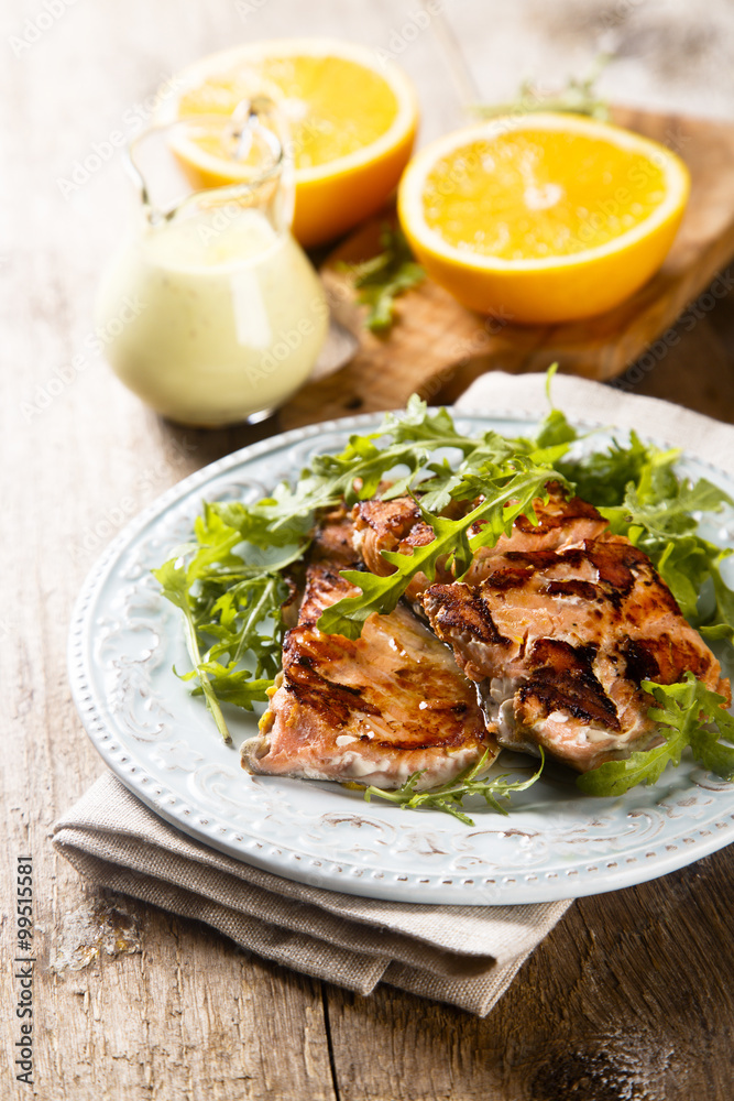 Fried salmon with orange Fried salmon with orange