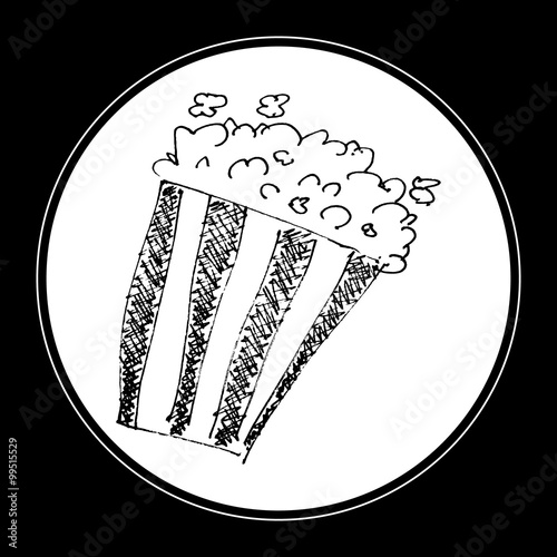 sketch drawing of a bucket of popcorn