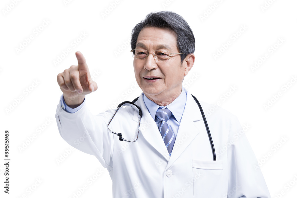 Senior doctor pointing Senior doctor pointing