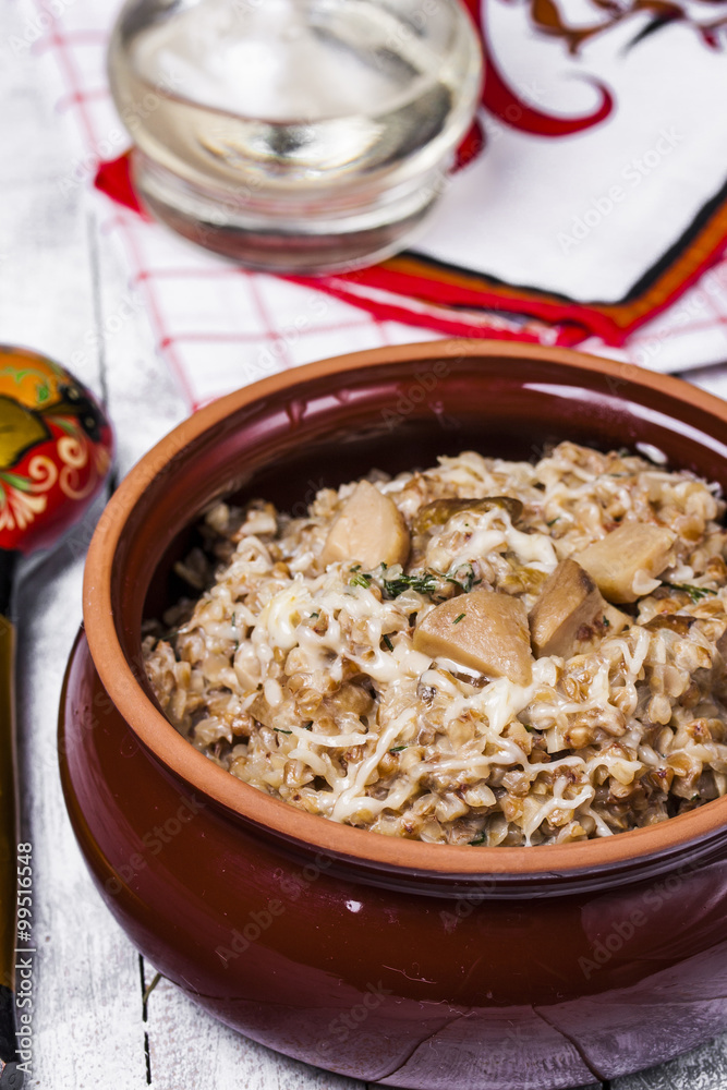 Russian traditional buckwheat with mushrooms Russian traditional buckwheat with mushrooms