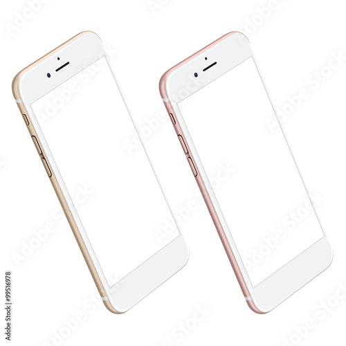 realistic gold and pinck mobile phone mockups photo