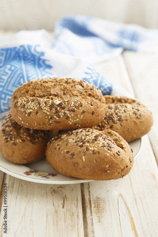 Buns with seeds for breakfast Buns with seeds for breakfast