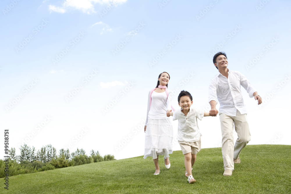 A young family enjoying the park A young family enjoying the park