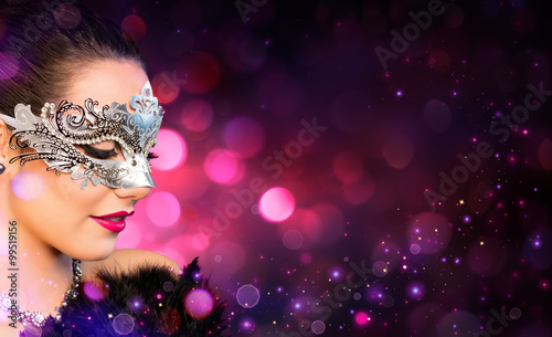 Attractive Woman Wearing Carnival Mask 