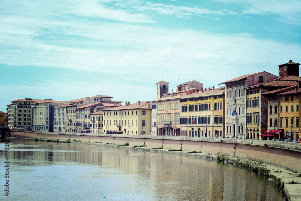 Arno river in vintage tone in Pisa