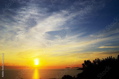 shining sun over the horizon