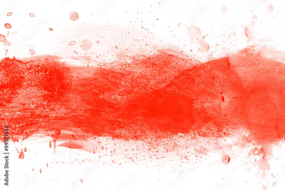 Red watercolor splashes of paint on canvas. Perfect for brush, design, template