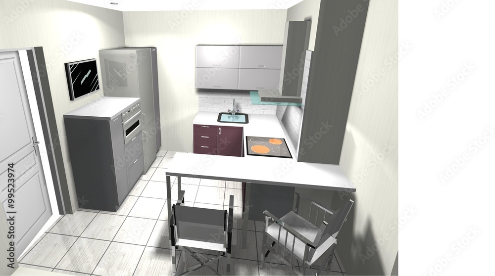 kitchen, interior design 3D rendering kitchen, interior design 3D rendering