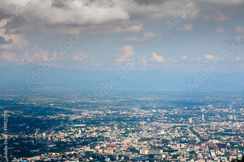 Chiangmai downtown from Doi Su Thep with nimbus